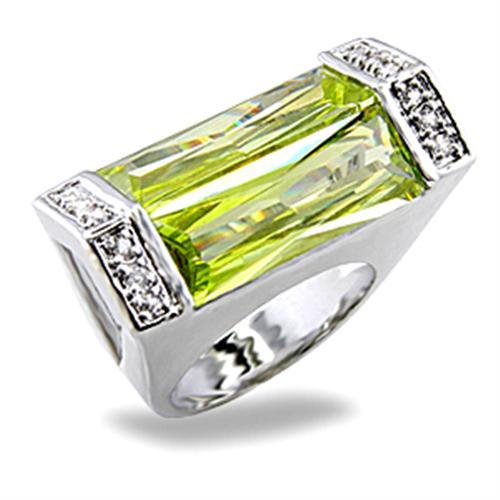 5X006 - Rhodium Brass Ring with Synthetic Spinel in Peridot Alamode