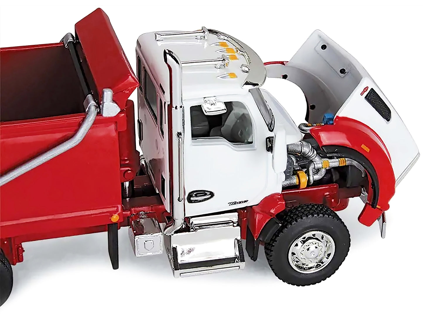 Kenworth T880 Day Cab with Rogue Transfer Dump Body Truck White and Viper Red 1/64 Diecast Model by DCP/First Gear