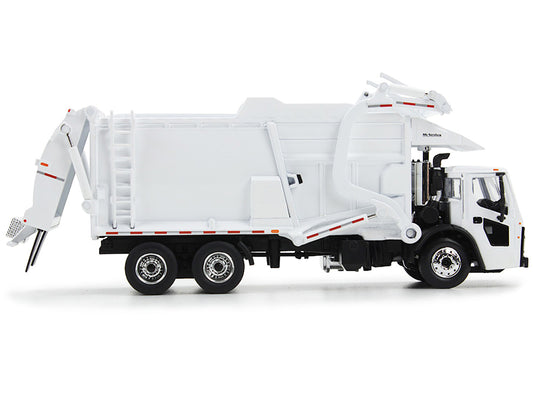 Mack LR Refuse Garbage Truck with McNeilus Meridian Front Loader White with Trash Bin 1/64 Diecast Model by DCP/First Gear-0