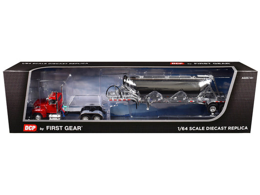 Ford LTL 9000 Day Cab with Heil Pneumatic Tank Trailer Heil Red 1/64 Diecast Model by DCP/First Gear First Gear