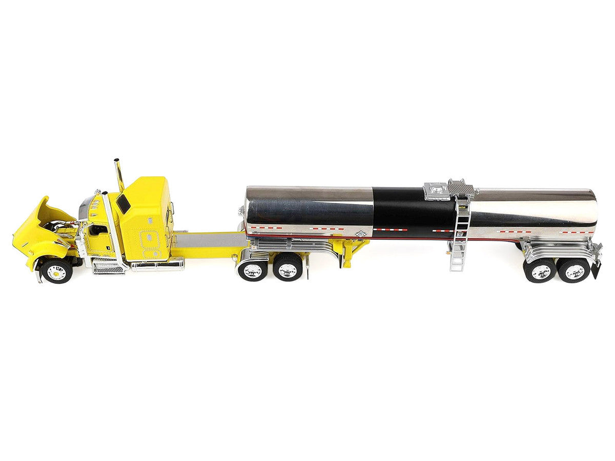 Kenworth W900L with 60" Aerodyne Sleeper and Brenner Tank Trailer "Double C Transport" Yellow 1/64 Diecast Model by DCP/First Gear-1
