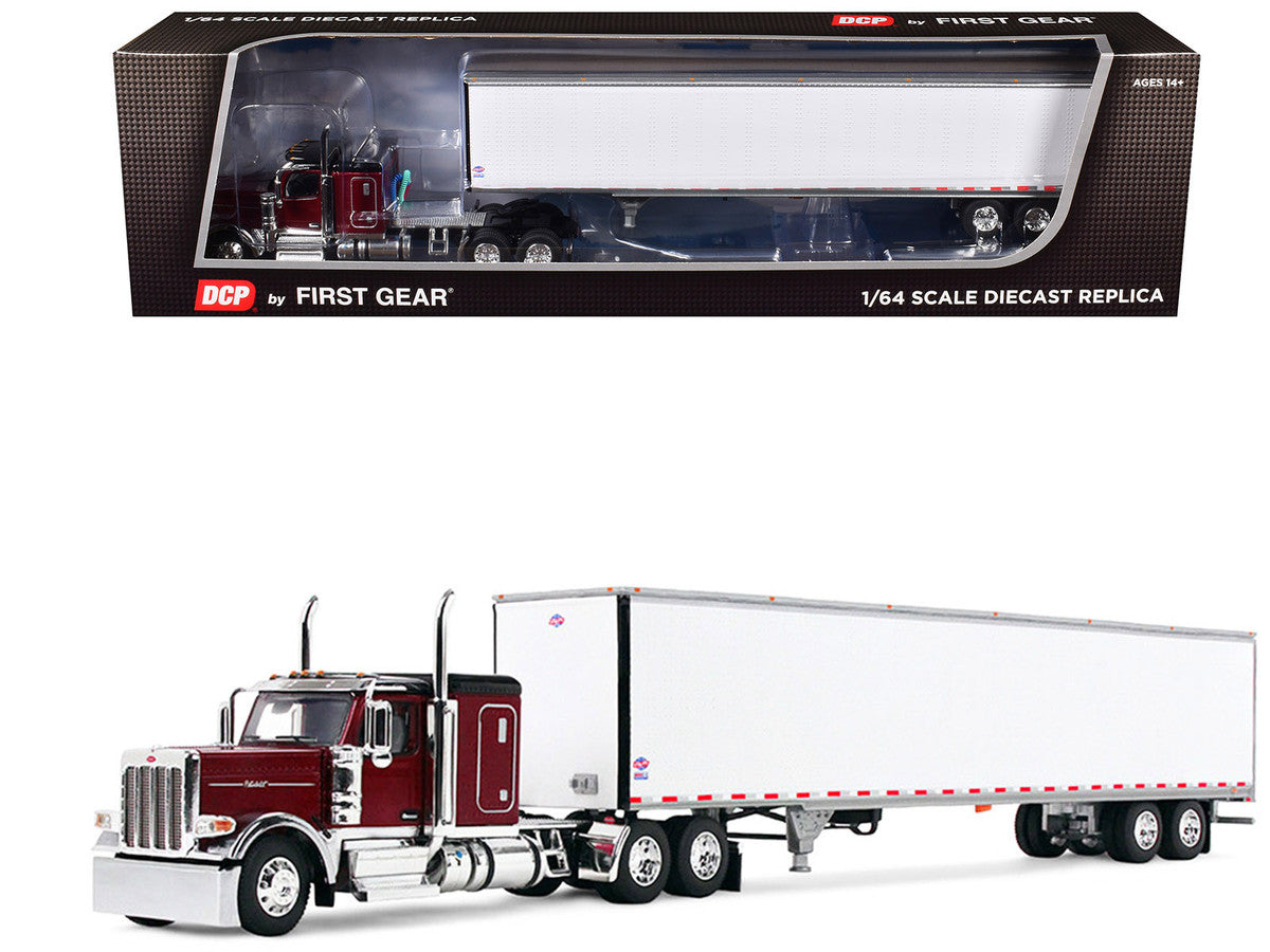 Peterbilt 589 with 58" Flat Top Sleeper and 53' Utility Trailer Legendary Red with Black Top 1/64 Diecast Model by DCP/First Gear-3