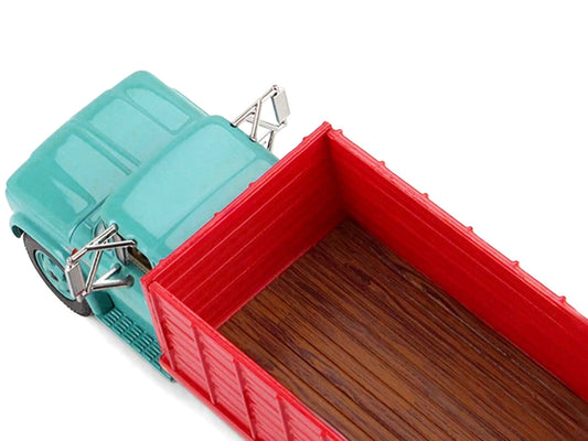 GMC 4000 Grain Truck Turquoise with Red Container 1/64 Diecast Model by DCP/First Gear-1