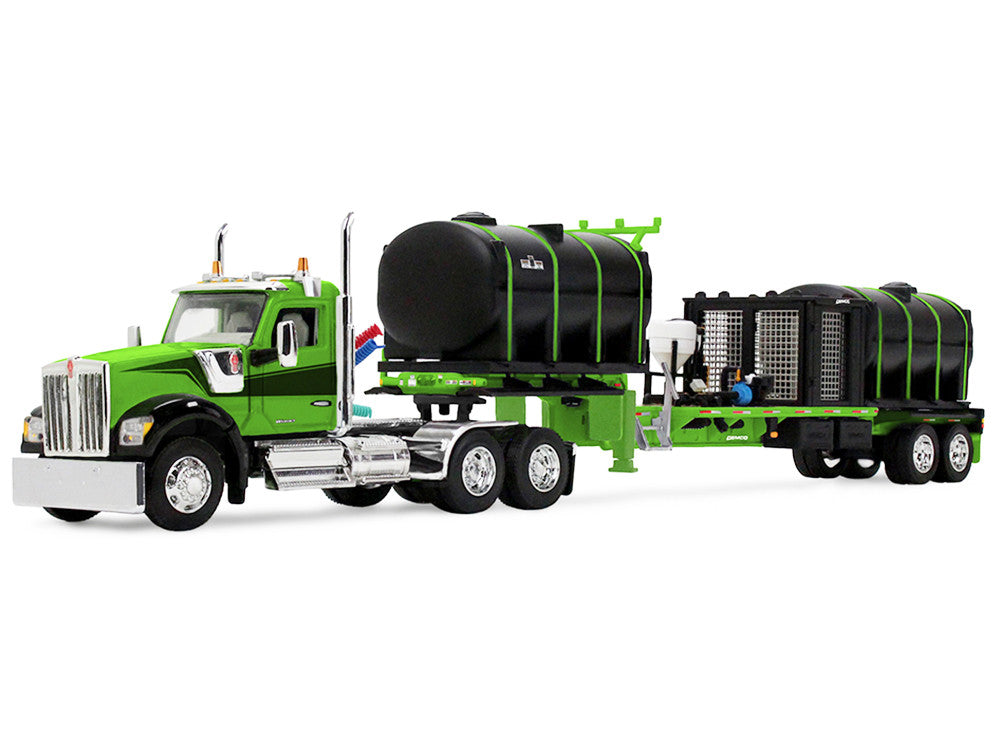 Kenworth W900 Day Cab with Demco 42' Liquid Fertilizer Tender Trailer Green and Black 1/64 Diecast Model by DCP/First Gear-0