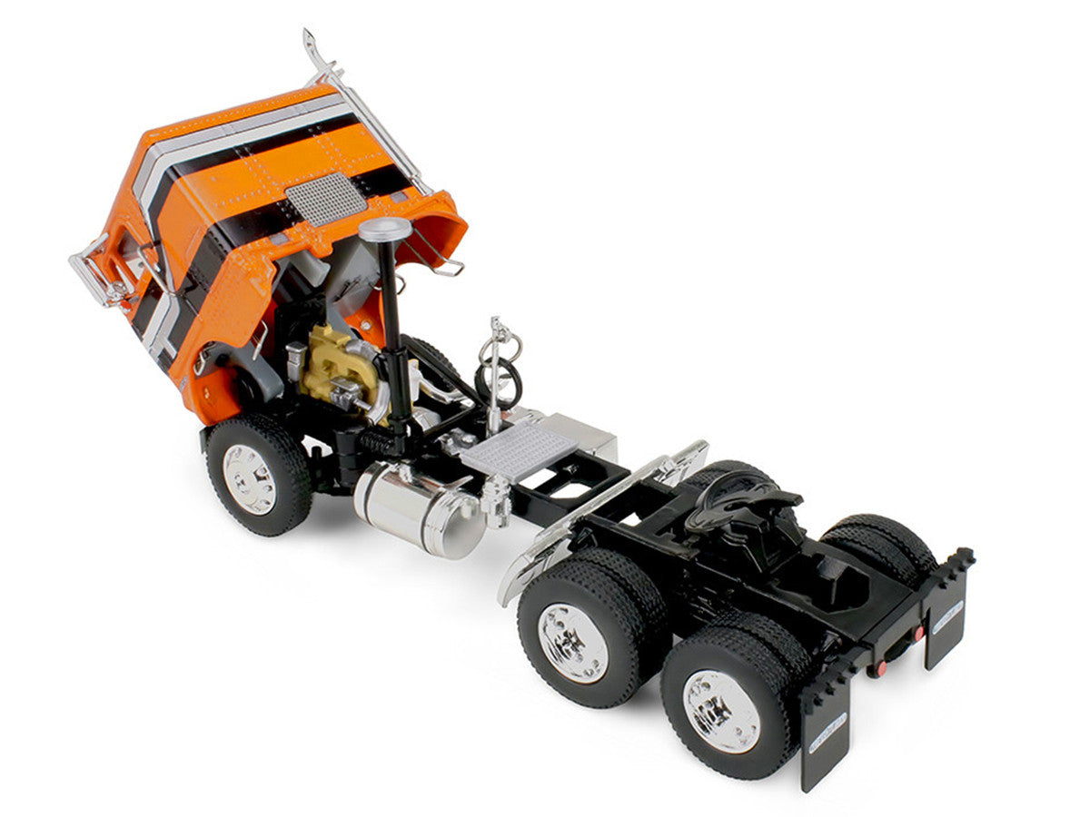 Freightliner COE and 45' Wilson Vintage Livestock Trailer Orange with Stripes 1/64 Diecast Model by DCP/First Gear First Gear