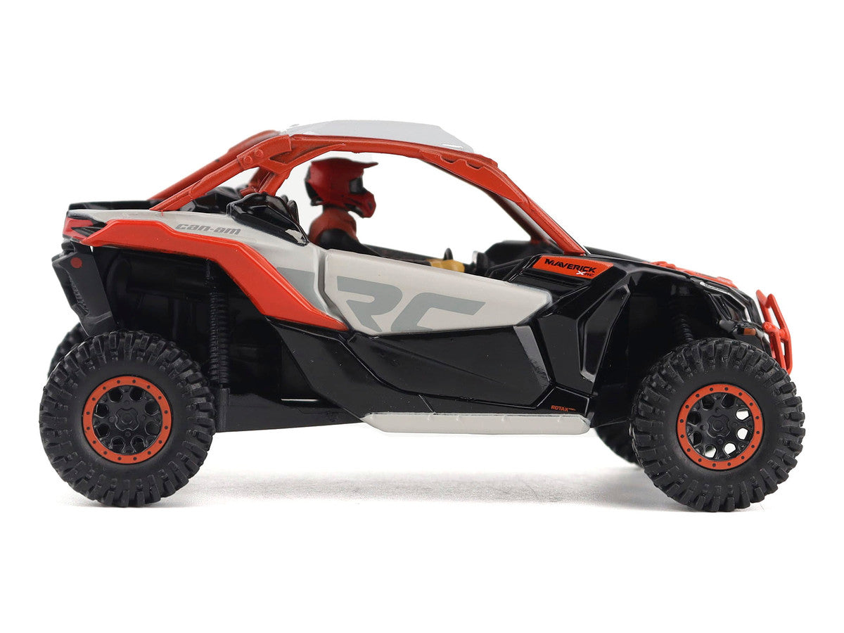 Can-Am Maverick X3 X RS Turbo RR Chalk Gray and Magma Red with Driver Figure 1/32 Diecast Model by BRP Models BRP Models