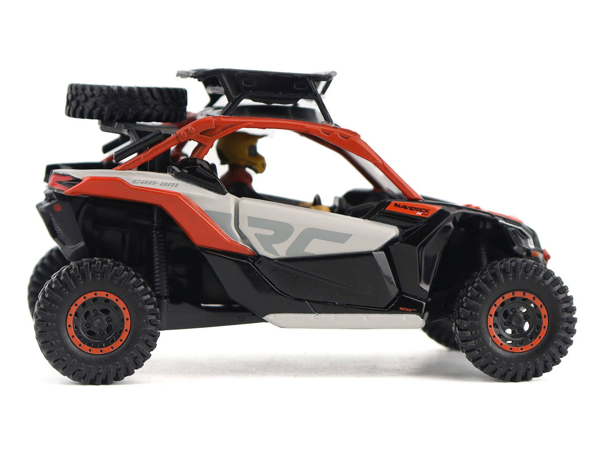 Can-Am Maverick X3 X RS Turbo RR Sand Version Chalk Gray and Magma Red with Driver Figure 1/32 Diecast Model by BRP Models BRP Models