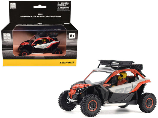 Can-Am Maverick X3 X RS Turbo RR Sand Version Chalk Gray and Magma Red with Driver Figure 1/32 Diecast Model by BRP Models BRP Models