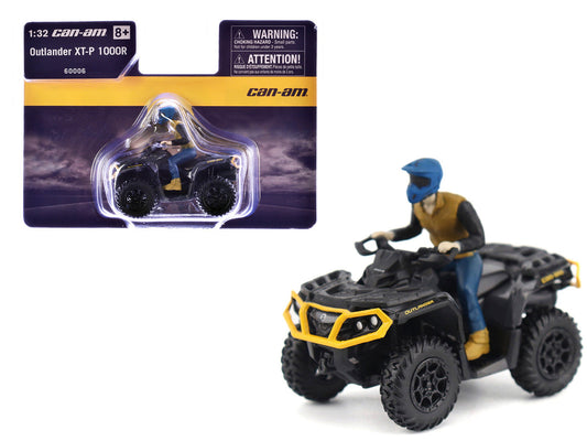 Can-Am Outlander XT-P 1000R ATV Iron Gray and Neo Yellow with Driver Figure 1/32 Diecast Model by BRP Models BRP Models