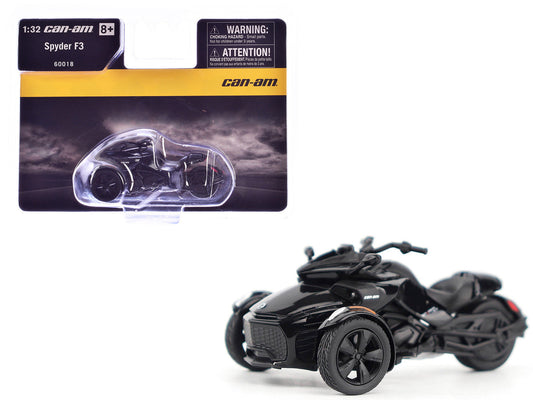 Can-Am Spyder F3 3-Wheel Motorcycle Steel Black Metallic 1/32 Diecast Model by BRP Models BRP Models