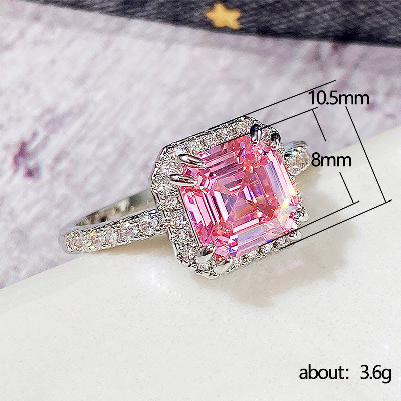Women's Classic Super Shiny Square Diamond Princess Ring LadyShow.Store