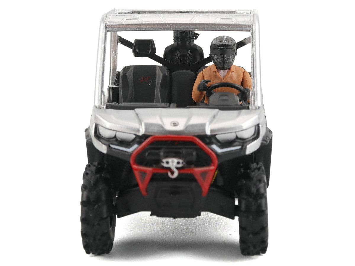 Can-Am Defender XMR Silver Metallic and Black with Driver Figure 1/32 Diecast Model by BRP Models-3