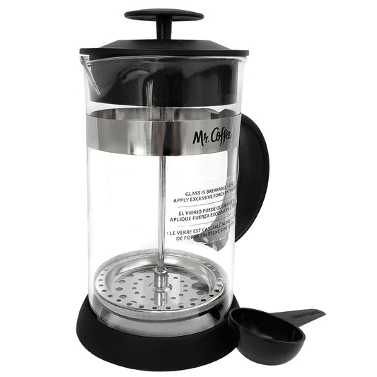 Mr. Coffee Cafe Oasis 32 Ounce Quart Glass Body French Press Coffee Maker W2B