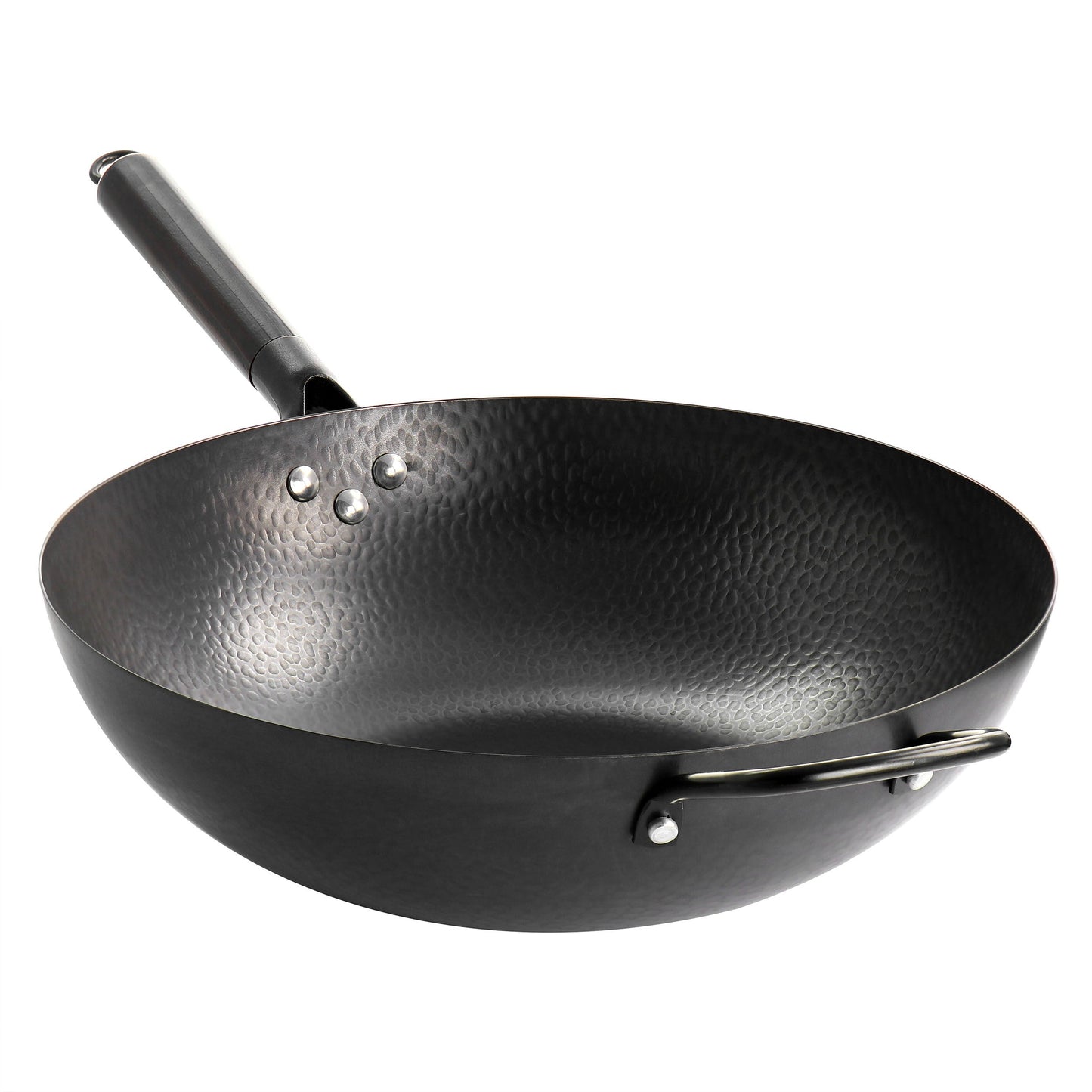 Gibson Home Hammered 13 Inch Heavy Gauge Carbon Steel Wok in Black W2B