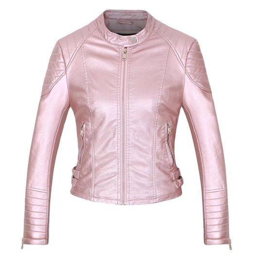 PU leather motorcycle leather jacket LadyShow.Store