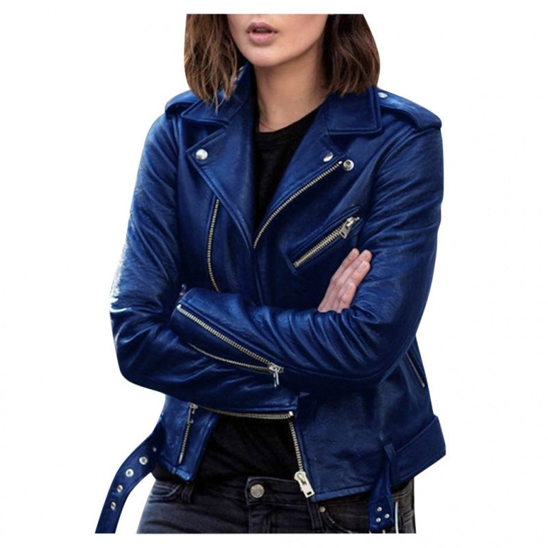 Women's Short Women's Leather Jacket Coat Jacket Pu LadyShow.Store
