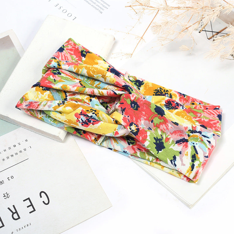 Sweat-absorbent And Anti-perspirant Bundled Headband With Wide-brimmed Print Headband LadyShow.Store