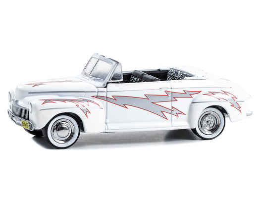 1948 Ford De Luxe Convertible "Greased Lightning" White with Graphics "Grease" (1978) Movie "Hollywood Series" Release 40 1/64 Diecast Model Car by Greenlight-1