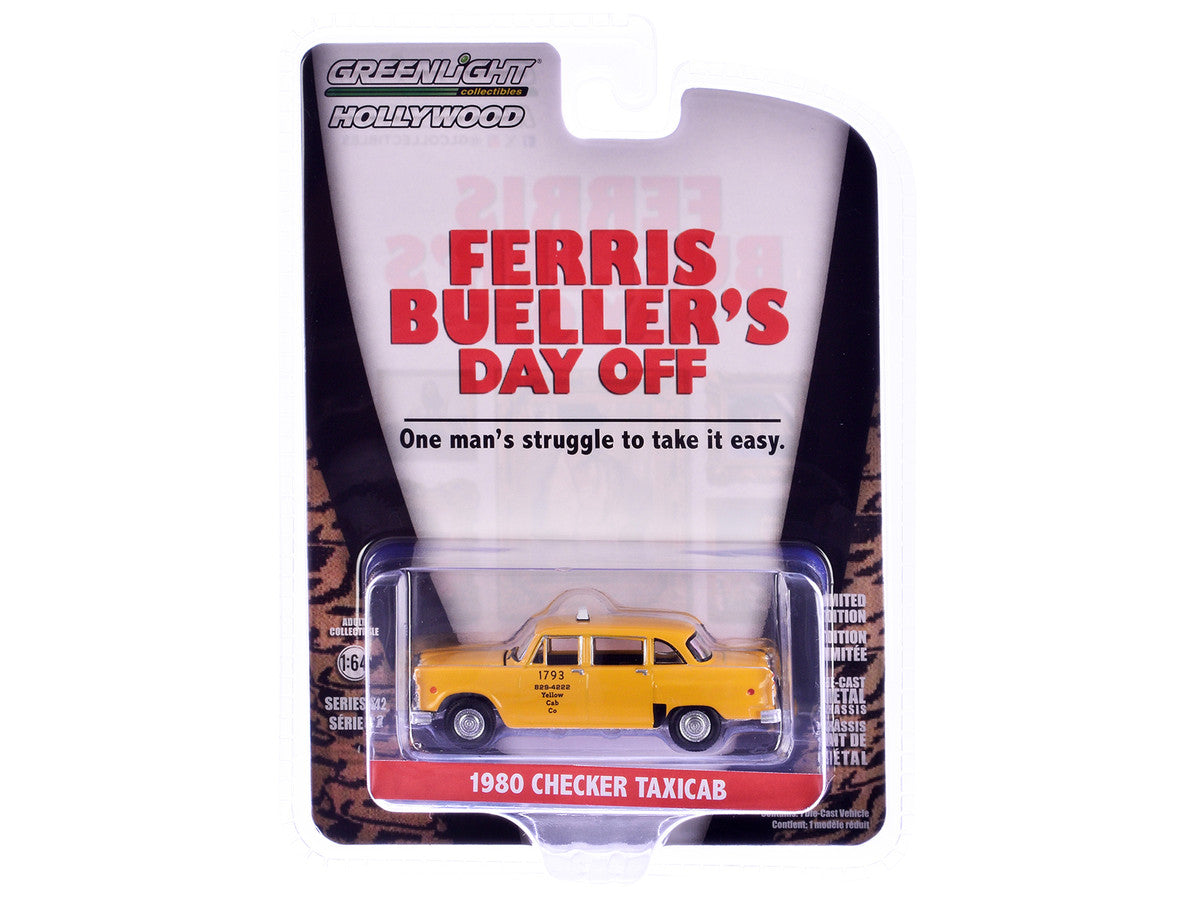 1980 Checker Taxicab "Yellow Cab Co. #1793" Yellow "Ferris Bueller's Day Off" (1986) Movie "Hollywood Series" Release 42 1/64 Diecast Model Car by Greenlight Greenlight