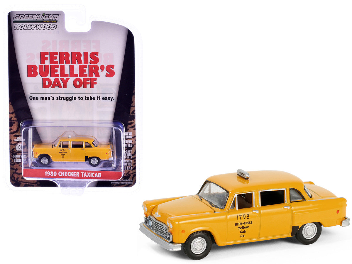 1980 Checker Taxicab "Yellow Cab Co. #1793" Yellow "Ferris Bueller's Day Off" (1986) Movie "Hollywood Series" Release 42 1/64 Diecast Model Car by Greenlight Greenlight