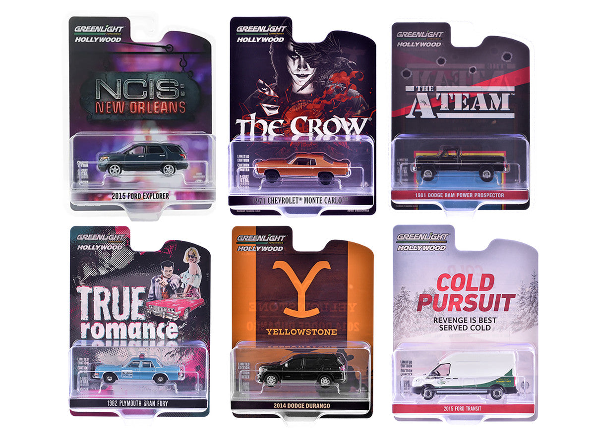 "Hollywood Series" Set of 6 pieces Release 43 1/64 Diecast Model Cars by Greenlight Greenlight