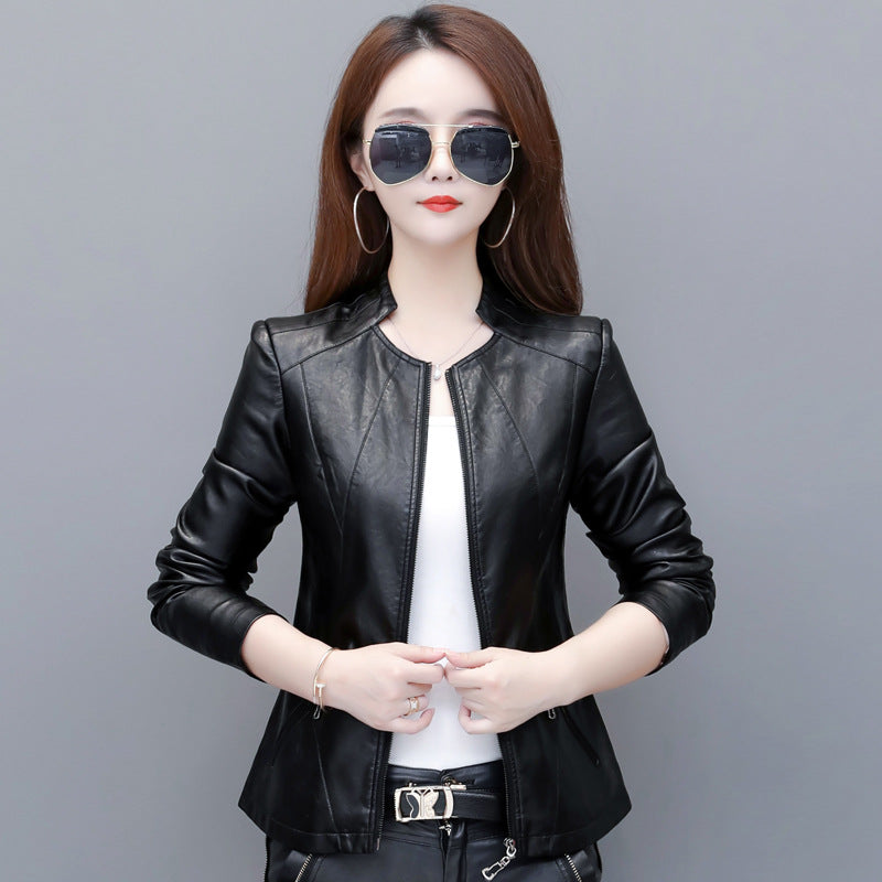 Korean slim leather jacket