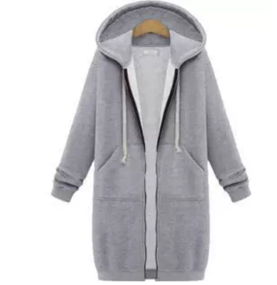 Hooded Long-sleeved Winter Sweater Women's Jacket In A Long Thick Shirt Accent Plus