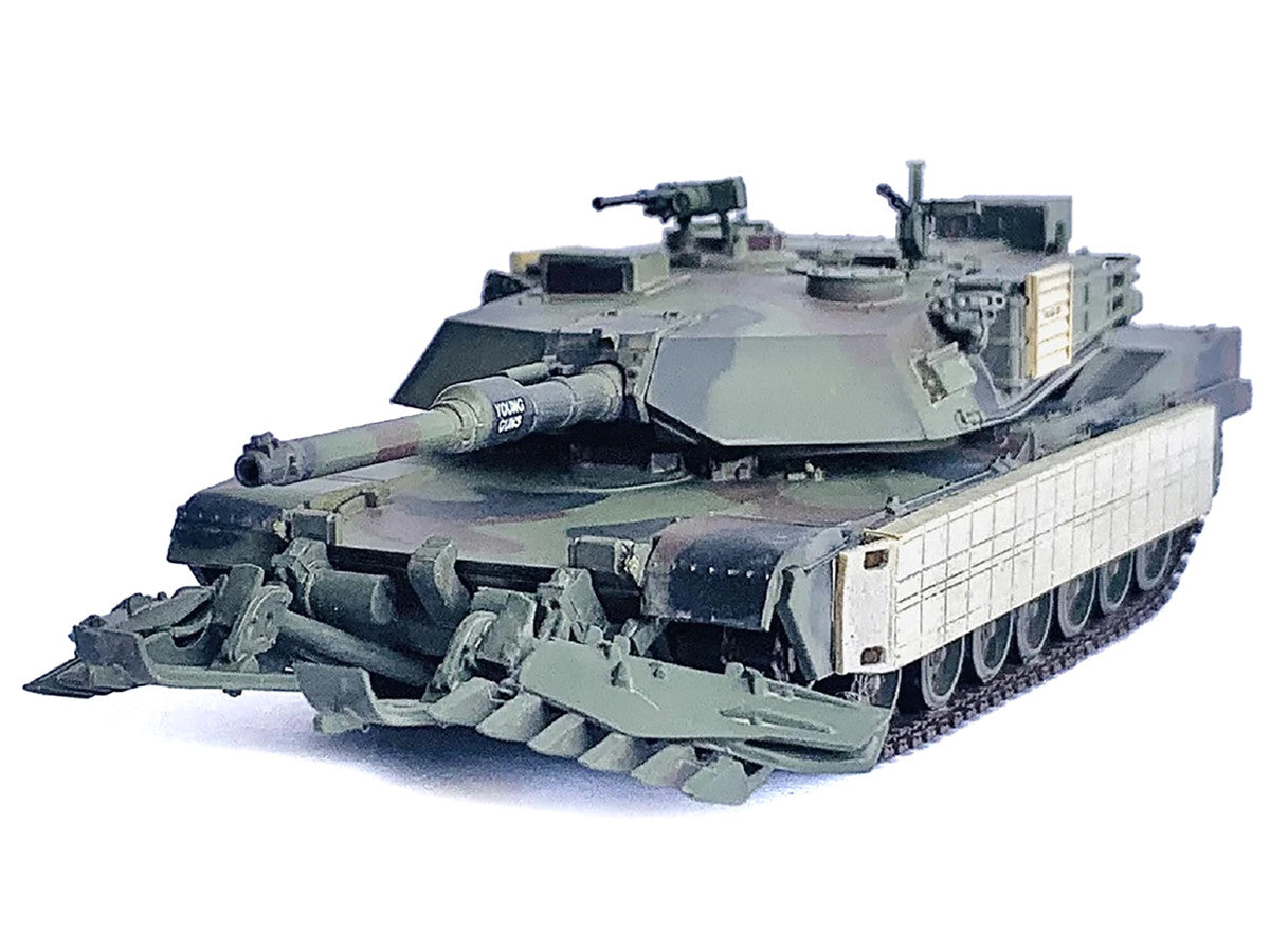 United States M1A1 AIM TUSK (Tank Urban Survival Kit) with Mine Plow (Travel Mode) "United States Marine Corps 8th Tank Battalion II MED Iraq" (2003) Green Camouflage "NEO Dragon Armor" Series 1/72 Plastic Model by Dragon Models Dragon Models
