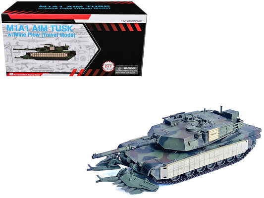 United States M1A1 AIM TUSK (Tank Urban Survival Kit) with Mine Plow (Travel Mode) "United States Marine Corps 8th Tank Battalion II MED Iraq" (2003) Green Camouflage "NEO Dragon Armor" Series 1/72 Plastic Model by Dragon Models Dragon Models
