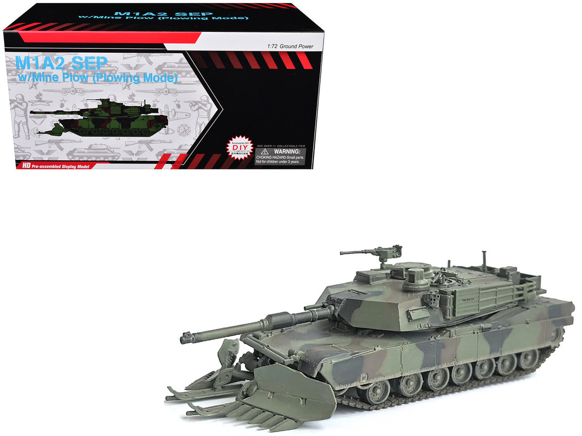 United States M1A2 SEP (System Enhancement Package) Tank with Mine Plow (Plowing Mode) "United States Army 1st Battalion 16th Cav. Reg. Fort Knox" (2002)" Green Camouflage "NEO Dragon Armor" Series 1/72 Plastic Model by Dragon Models Dragon Models