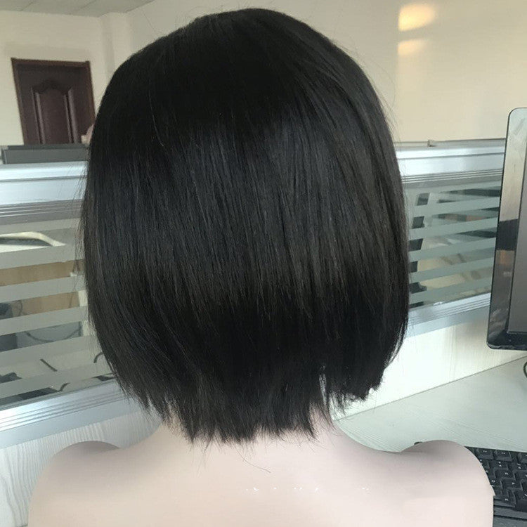 Wig Headgear Bob Wigs Real Hair Semi-woven Short Straight Hair CJD