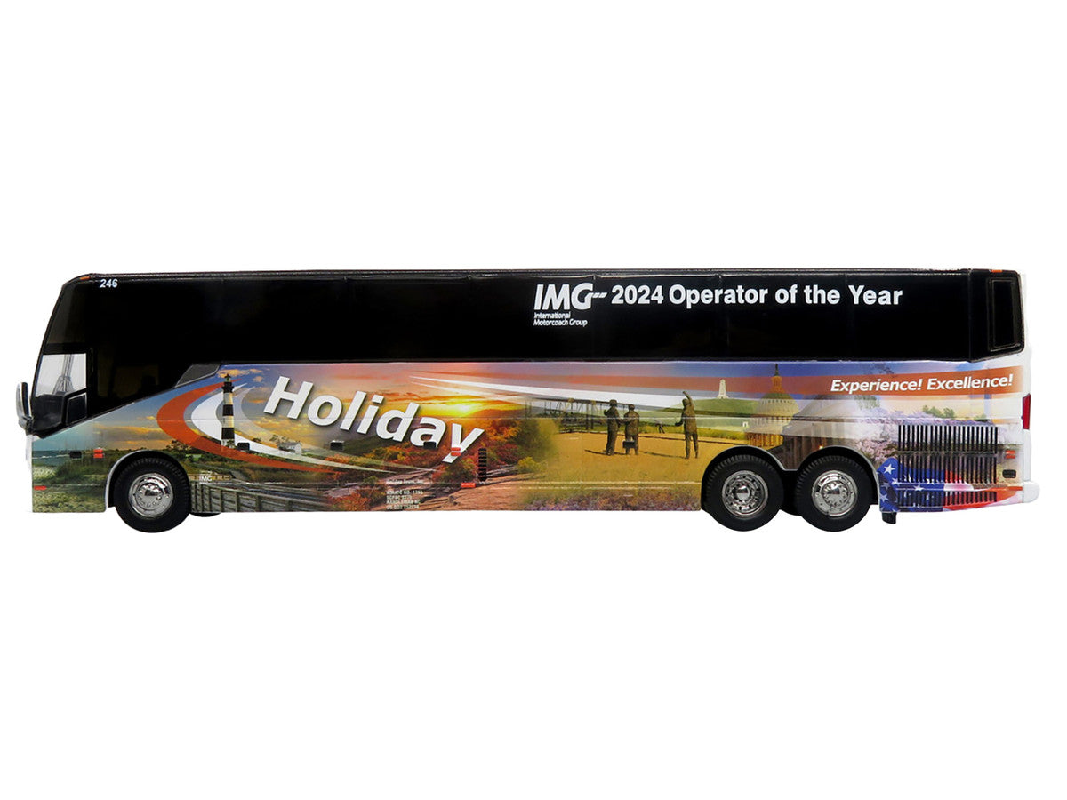 Prevost H3-45 Coach Bus "Holiday Tours - 2024 IMG Operator of the Year" White with Graphics Limited Edition 1/64 Diecast Model by Iconic Replicas-3