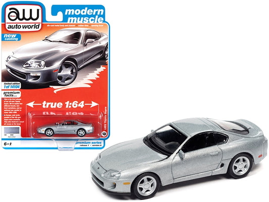1993 Toyota Supra Alpine Silver "Modern Muscle" Limited Edition to 14104 pieces Worldwide 1/64 Diecast Model Car by Auto World
