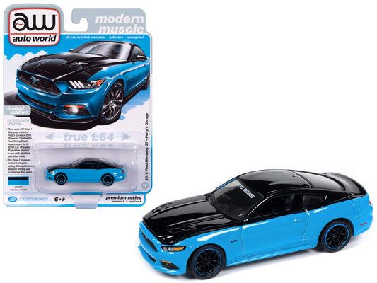 2015 Ford Mustang GT "Petty's Garage" Petty Blue and Black "Modern Muscle" Limited Edition 1/64 Diecast Model Car by Auto World