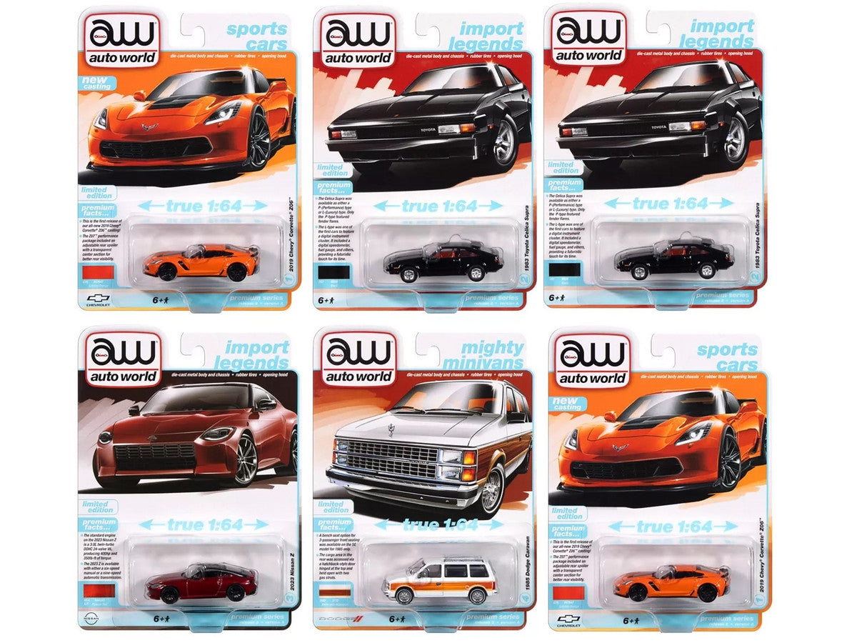Auto World Premium 2024 Set A of 6 pieces Release 2 1/64 Diecast Model Cars by Auto World Autoworld