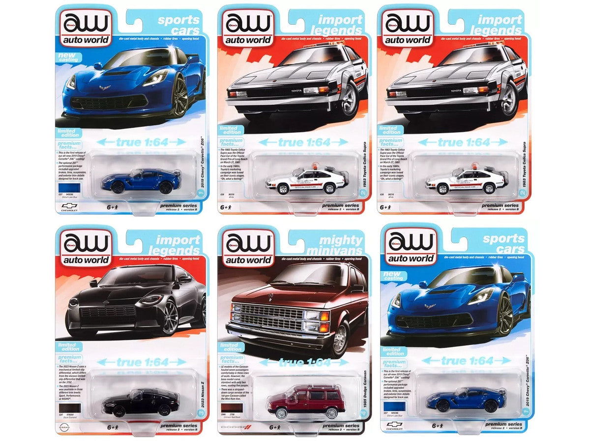 Auto World Premium 2024 Set B of 6 pieces Release 2 1/64 Diecast Model Cars by Auto World Autoworld