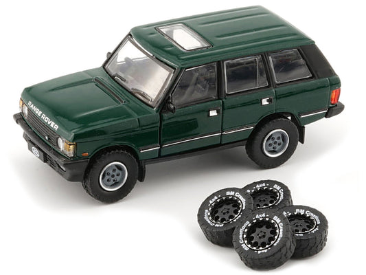 Land Rover Range Rover Classic LSE RHD (Right Hand Drive) Green with Sunroof with Extra Wheels 1/64 Diecast Model Car by BM Creations BM Creations