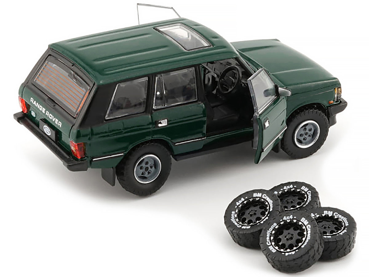 Land Rover Range Rover Classic LSE RHD (Right Hand Drive) Green with Sunroof with Extra Wheels 1/64 Diecast Model Car by BM Creations BM Creations