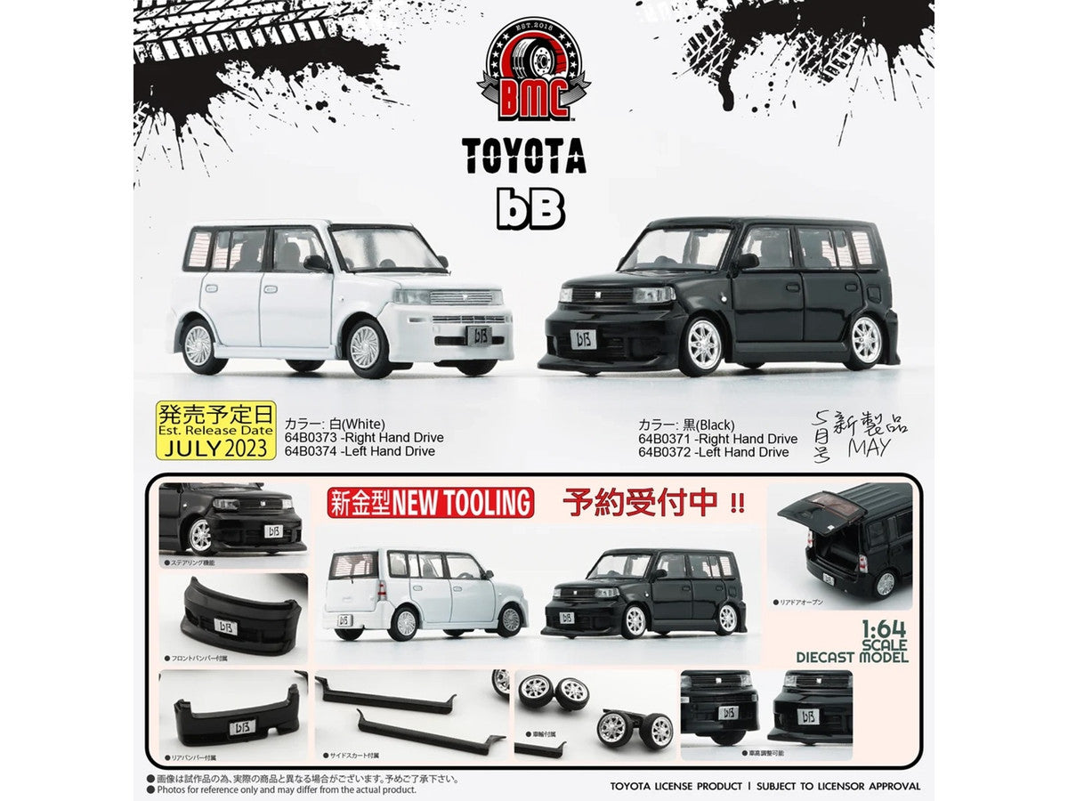 Toyota bB 2000 Van Black with Extra Accessories 1/64 Diecast Model Car by BM Creations BM Creations
