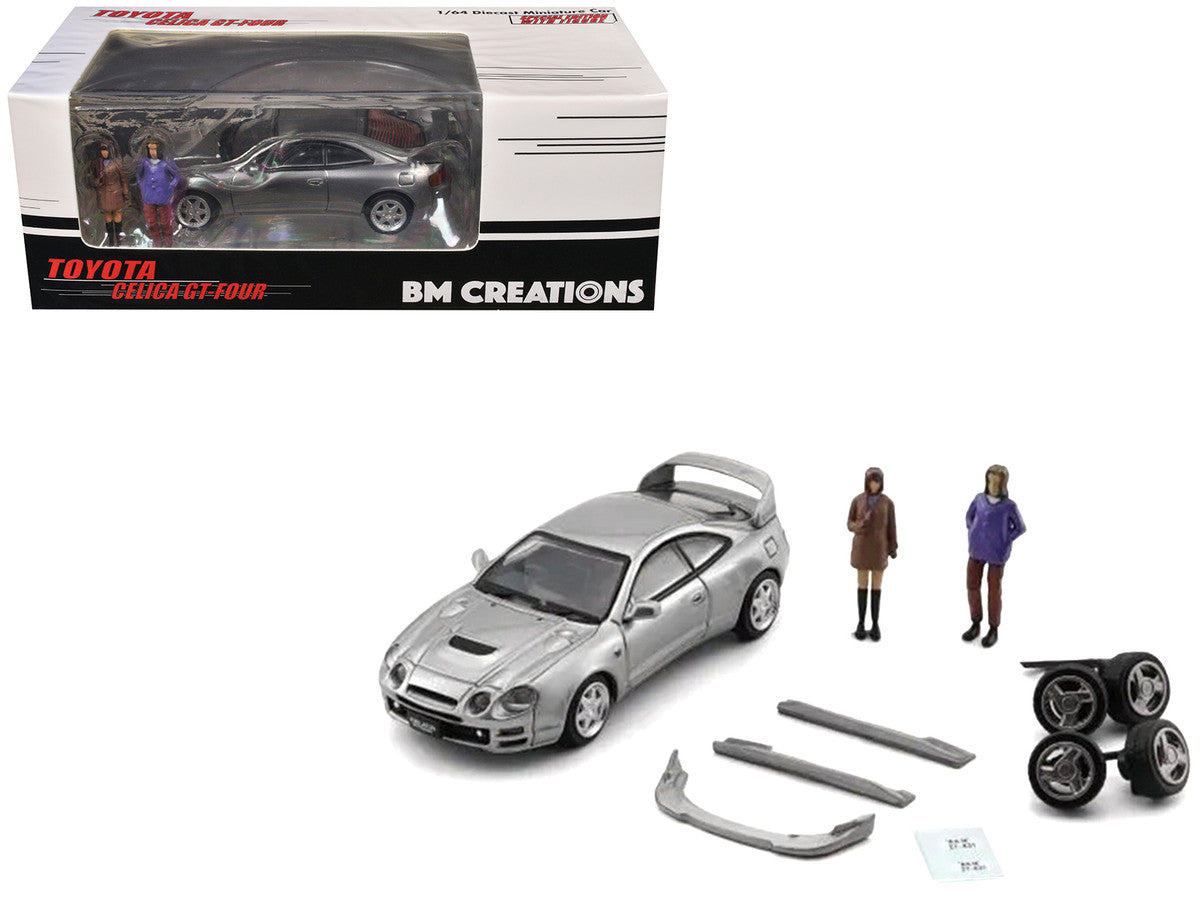 Toyota Celica GT-Four RHD (Right Hand Drive) ID Silver Metallic with 2 Figures and Accessories 1/64 Diecast Model Car by BM Creations BM Creations