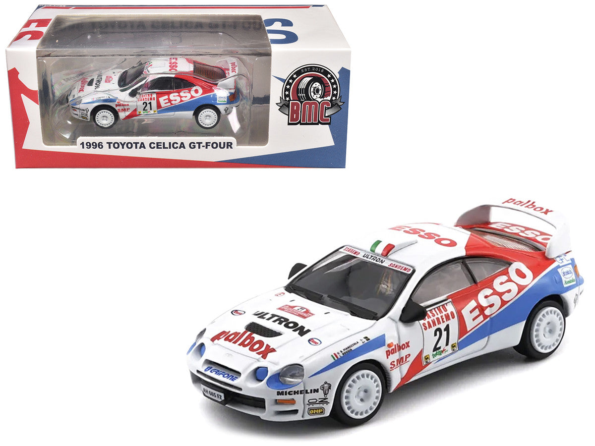 Toyota Celica GT-Four #21 Gilberto Pianezzola - Loris Roggia "Rallye Sanremo - Rallye d'Italia" (1996) with Extra Wheels 1/64 Diecast Model Car by BM Creations BM Creations