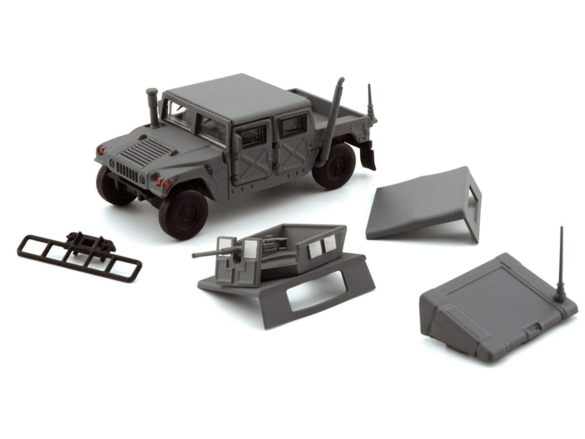 HUMVEE 4-CT Military Vehicle Matt Gray with Alternative Tops 1/64 Diecast Model Car by BM Creations-0
