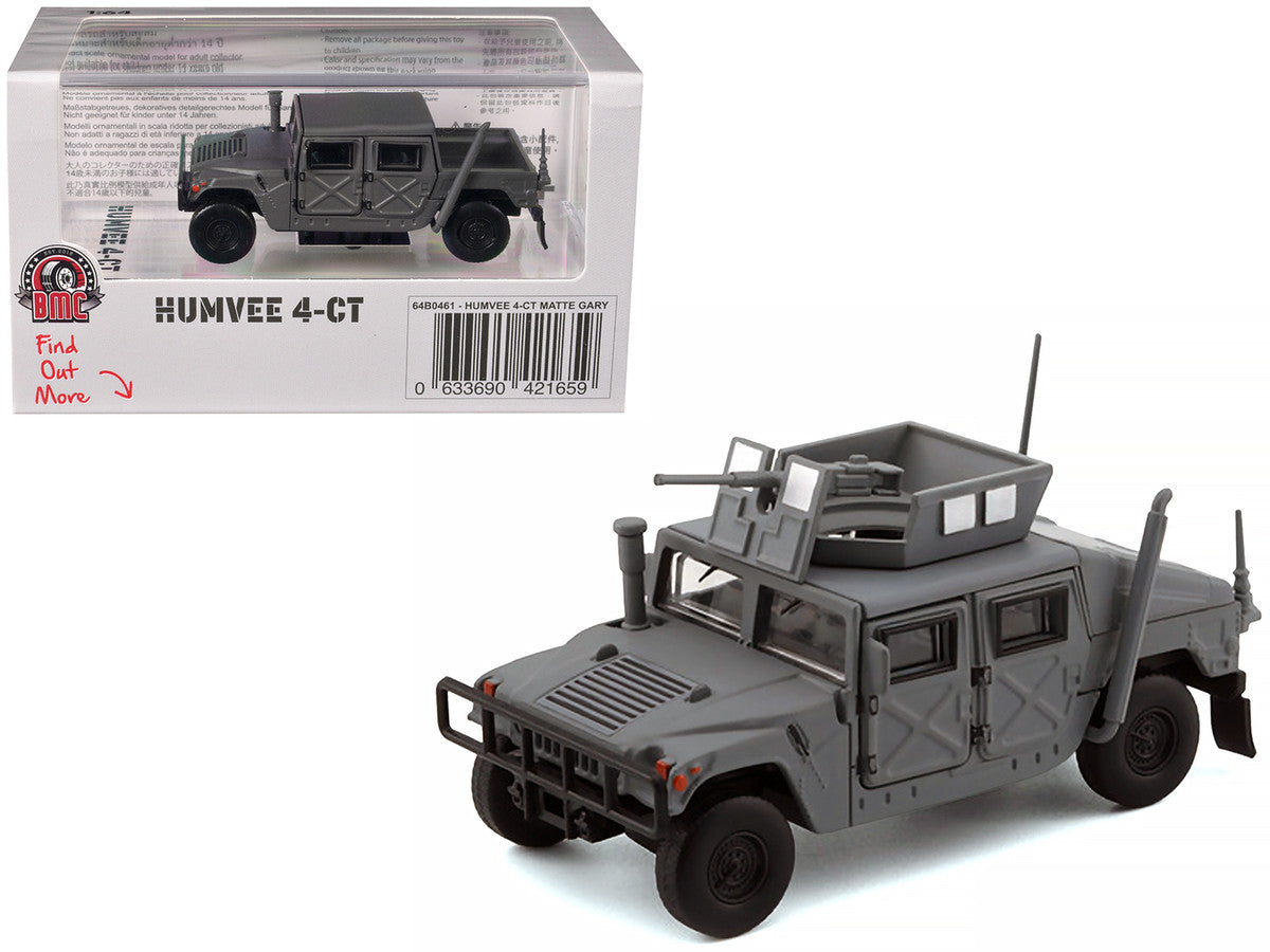 HUMVEE 4-CT Military Vehicle Matt Gray with Alternative Tops 1/64 Diecast Model Car by BM Creations-4