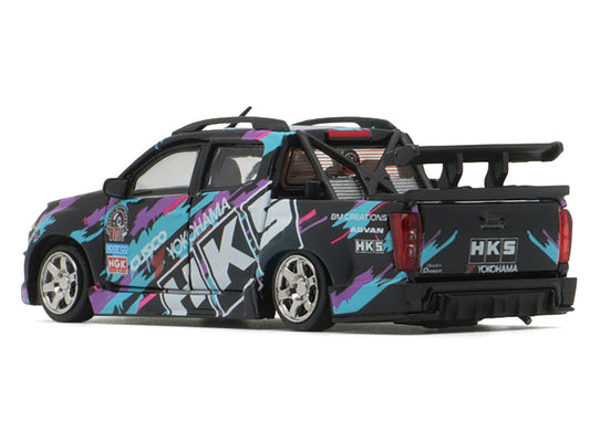 Isuzu D-Max Lowrider Pickup Truck RHD (Right Hand Drive) "HKS" Black with Graphics "Thailand Diecast Expo 2025" 1/64 Diecast Model Car by BM Creations BM Creations