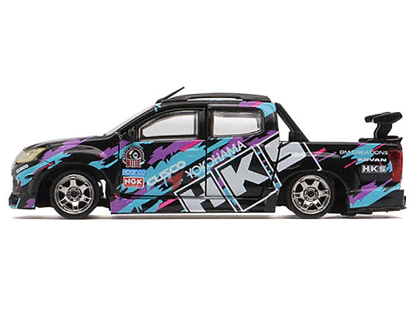 Isuzu D-Max Lowrider Pickup Truck RHD (Right Hand Drive) "HKS" Black with Graphics "Thailand Diecast Expo 2025" 1/64 Diecast Model Car by BM Creations BM Creations