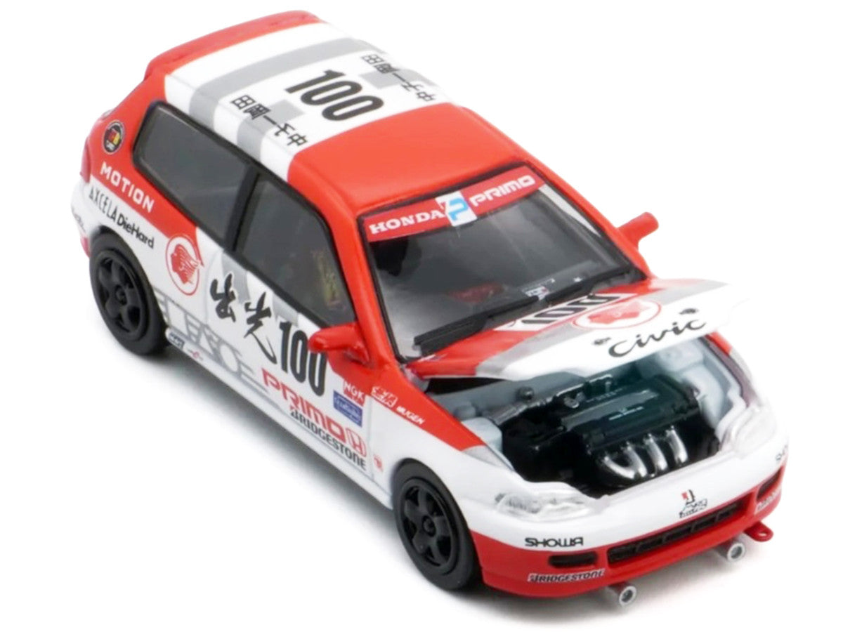 Honda Civic EG6 RHD (Right Hand Drive) #100 Osamu Nakako - Hideki Okada "Mugen Honda" "Japanese Touring Car Championship" (1993) 1/64 Diecast Model Car by BM Creations BM Creations