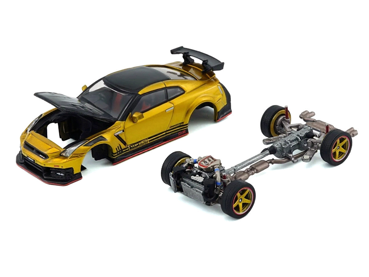 Nissan "Top Secret" GT-R (R35) RHD (Right Hand Drive) Gold Metallic with Carbon Hood and Top "Tokyo Auto Salon 2026" 1/64 Diecast Model Car by BM Creations BM Creations