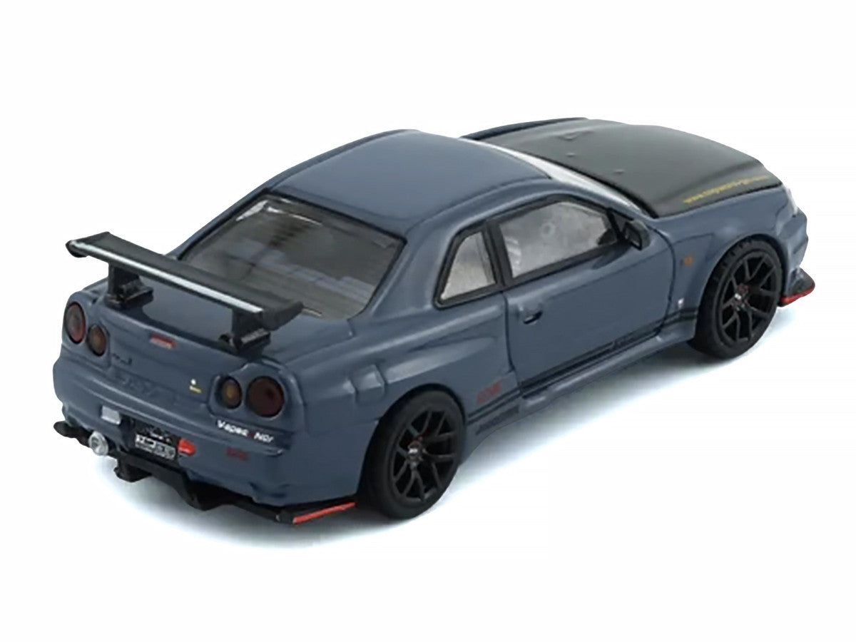 Nissan "Top Secret" Skyline GT-R (BNR34) RHD (Right Hand Drive) Stealth Gray with Carbon Hood "Tokyo Auto Salon 2026" 1/64 Diecast Model Car by BM Creations BM Creations