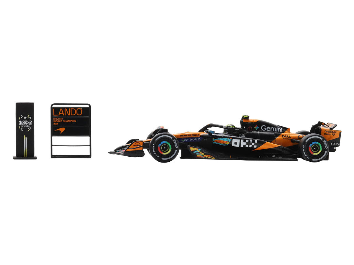 McLaren MCL39 #4 Lando Norris 3rd Place Formula One F1 "Abu Dhabi GP GP" (2025) "Drivers' World Champion 2025" with Pit Board 1/64 Model Car by Spark Spark