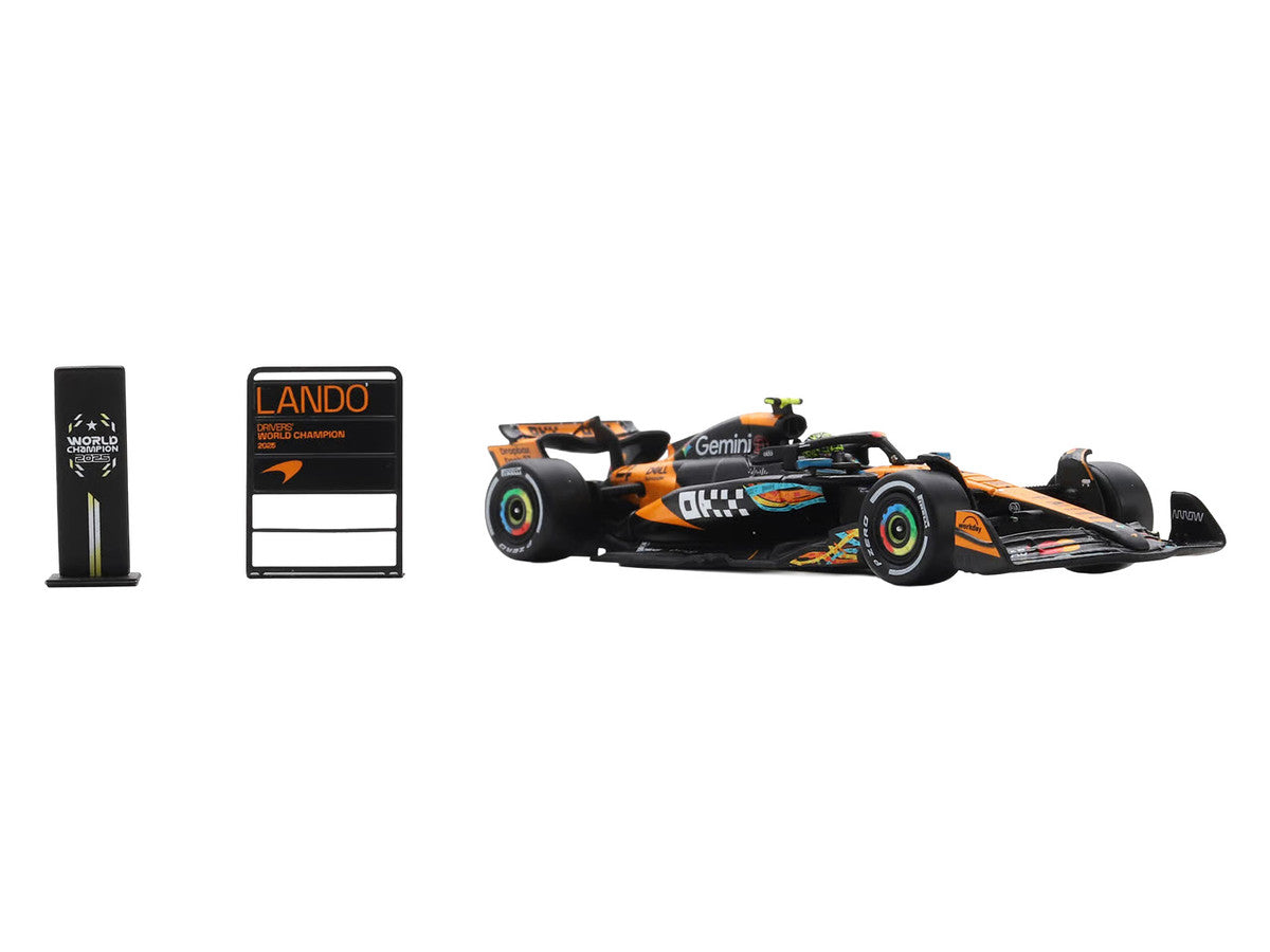 McLaren MCL39 #4 Lando Norris 3rd Place Formula One F1 "Abu Dhabi GP GP" (2025) "Drivers' World Champion 2025" with Pit Board 1/64 Model Car by Spark Spark